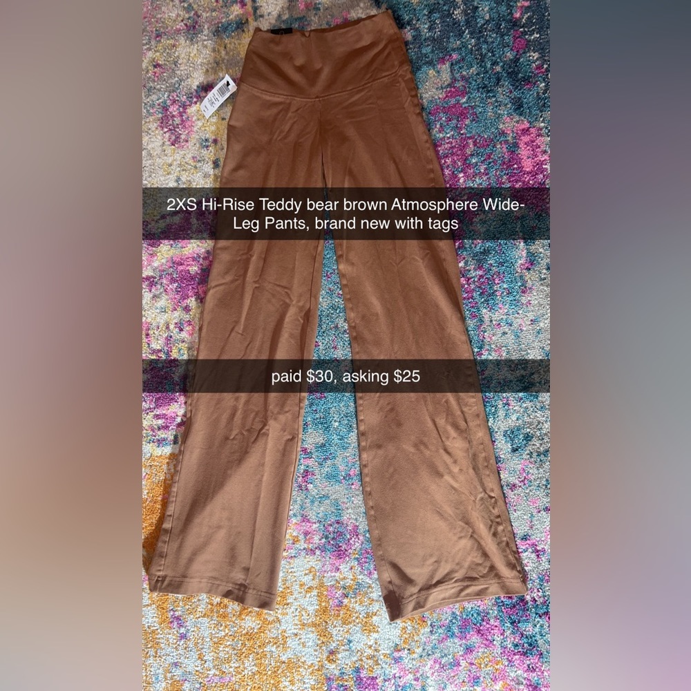 XXS High rise, wide leg, brown yoga pants from Aritzia